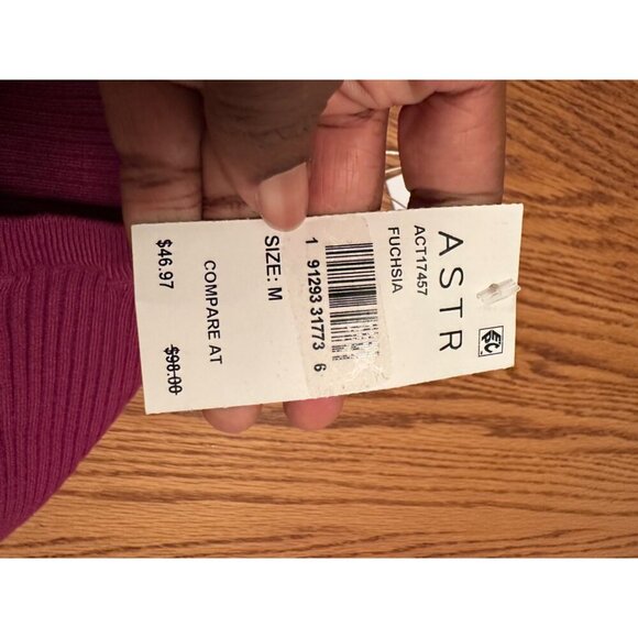 ASTR The Label Philippa Chain Strap Stretchy Sweater Fuchsia Ribbed Chain Sz M - Picture 14 of 14